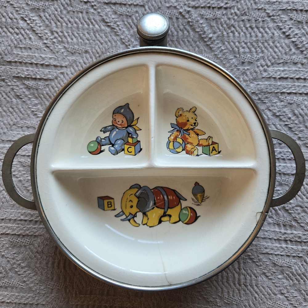 1950s Baby Plate Excello Vintage Ceramic Stainless